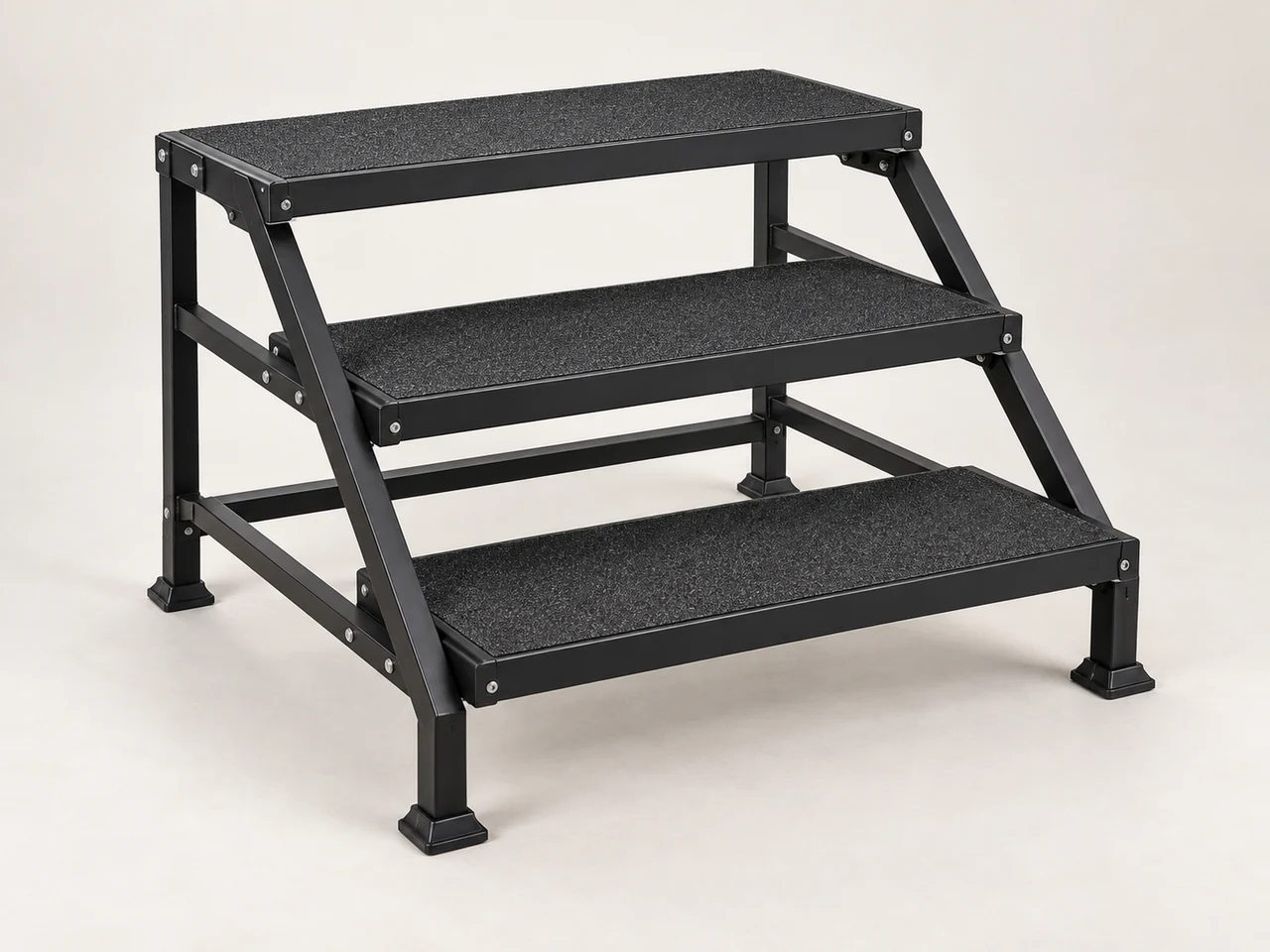AI illustration of unbranded modular stage stairs.